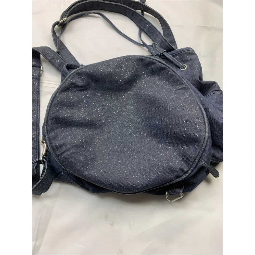 Disneyland Resort Tinker bell Glitter Blue Denim Shoulder Backpack‎ Travel Bag